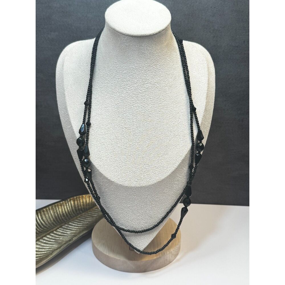 Vintage French Jet Glass Necklace